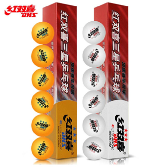 红双喜（DHS）三星级乒乓球 国际顶级比赛专用球40mm 6只装